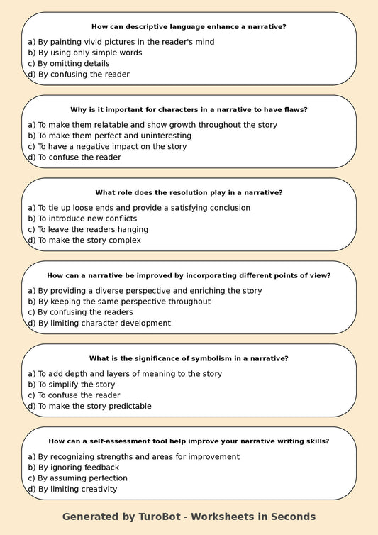 English - Year 9 Worksheet: Writing Narratives