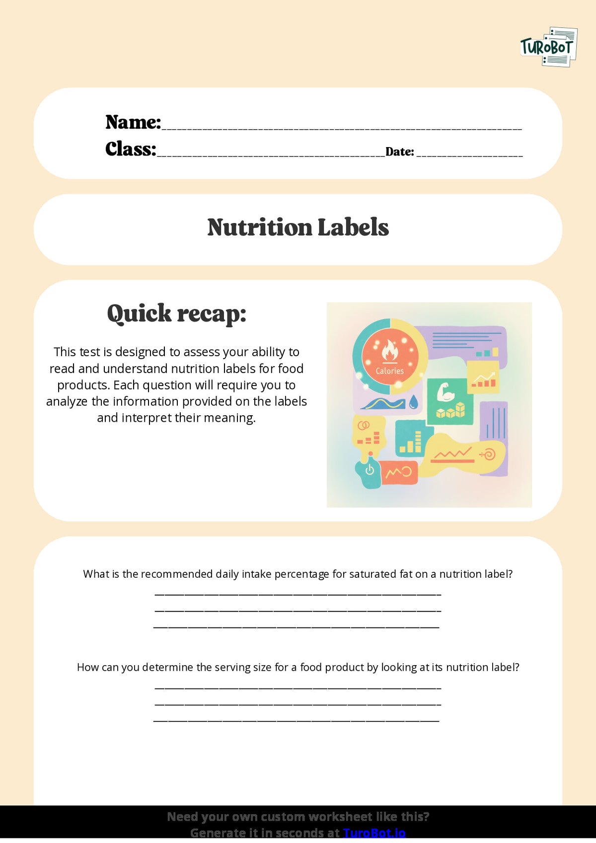Free Worksheet - Year 10 Food Technology Reading and Understanding Nutrition Labels Short Answer Response