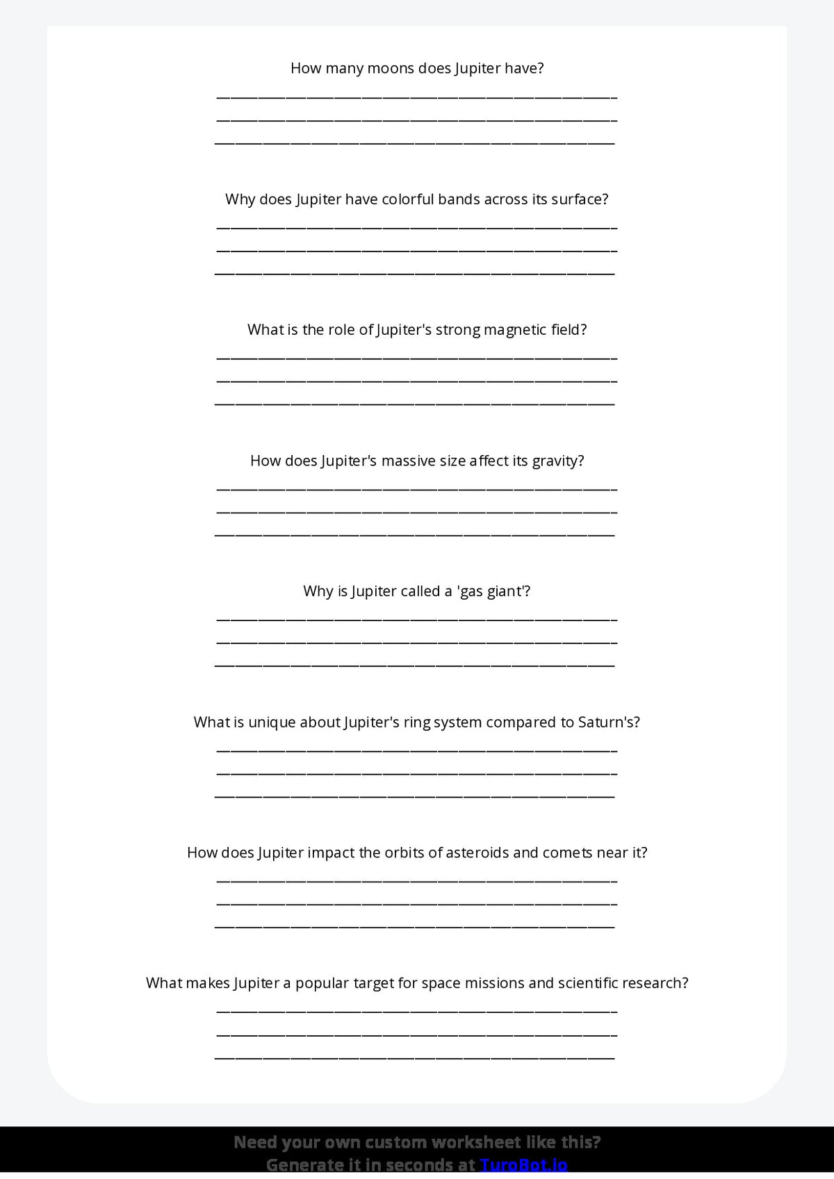 Free Worksheet - Year 3 General Knowledge Basic Earth Facts Multiple Choice