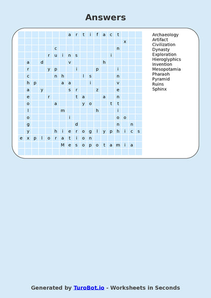 General Knowledge - Year 5 - Find a Word - Ancient Civilizations Vocabulary – Free Find a Word Worksheet