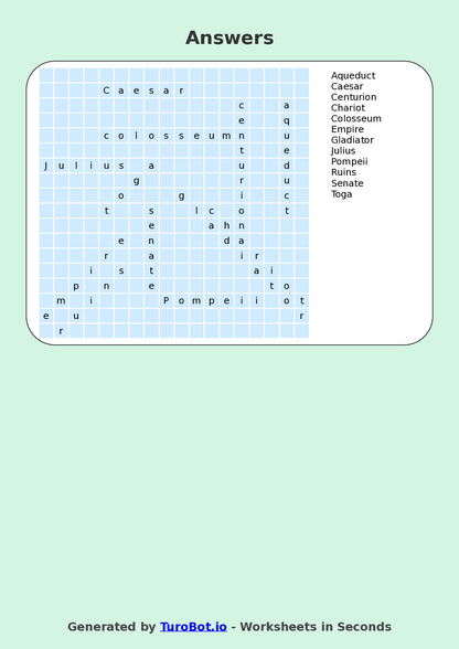General Knowledge - Year 5 - Find a Word - Ancient Rome – Free Find a Word Worksheet