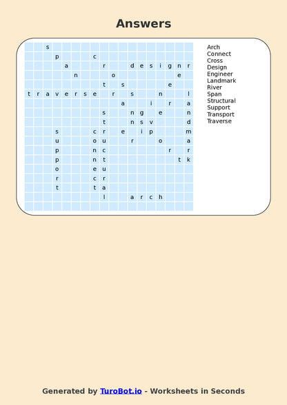 General Knowledge - Year 6 - Find a Word - World Bridges – Free Find a Word Worksheet