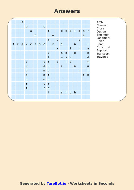 General Knowledge - Year 6 - Find a Word - World Bridges – Free Find a Word Worksheet