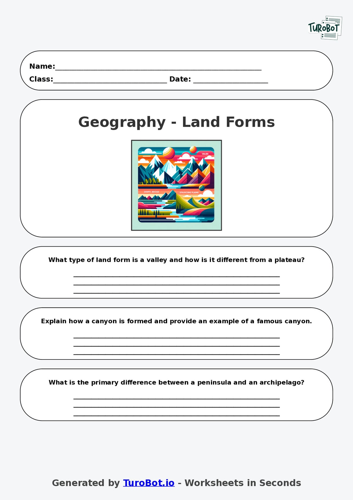 Geography - Year 8 - Landforms and Features