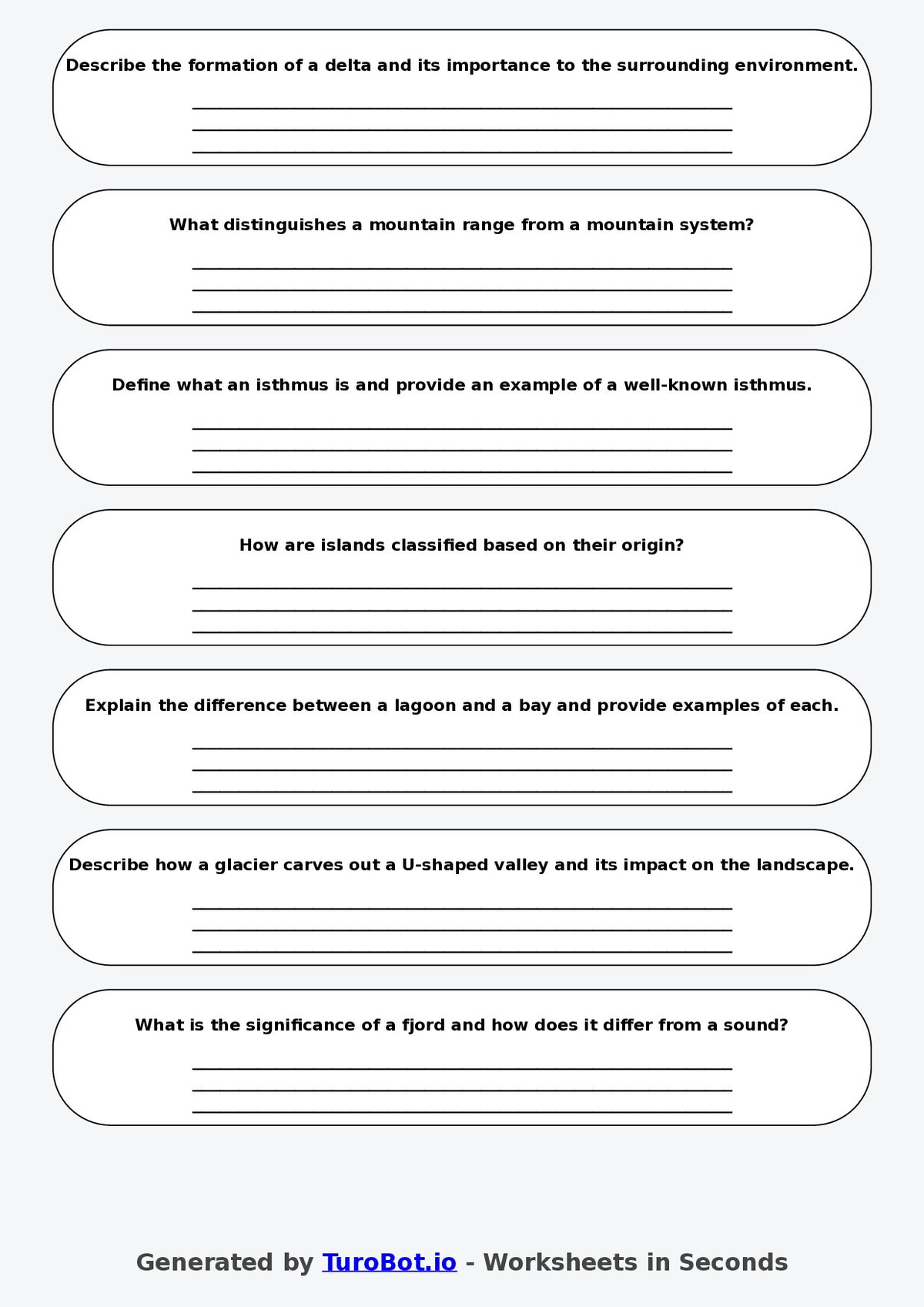 Geography - Year 8 - Landforms and Features