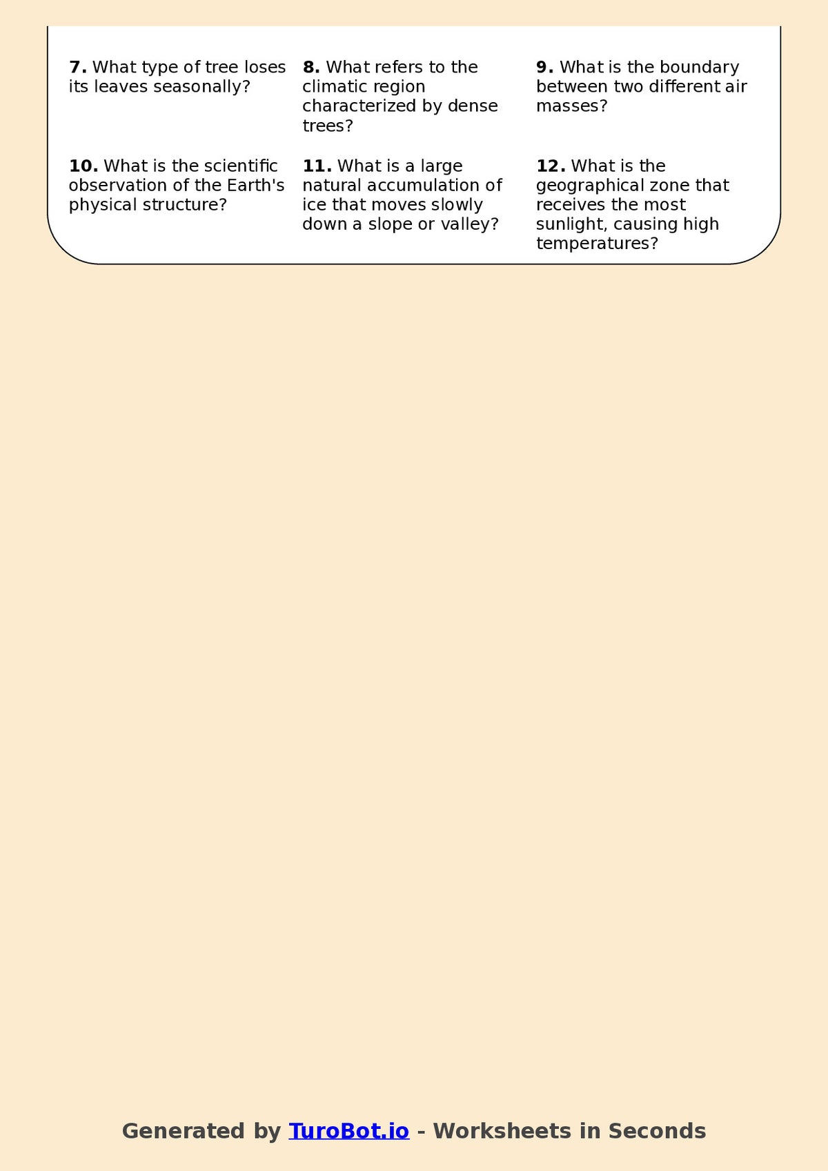 Geography - Year 9 - Crossword - Climate Change and Biomes