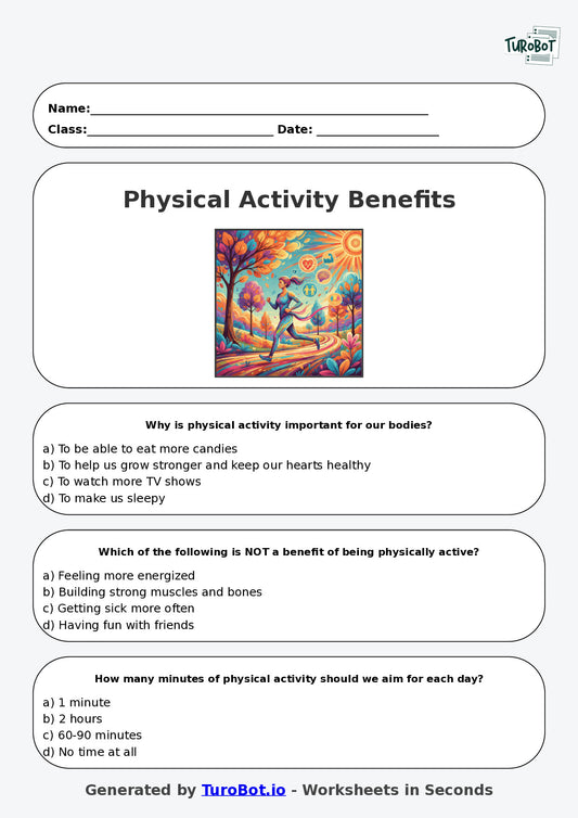 Year 4 Health & Wellbeing Multiple Choice Worksheet – Physical Activity Benefits