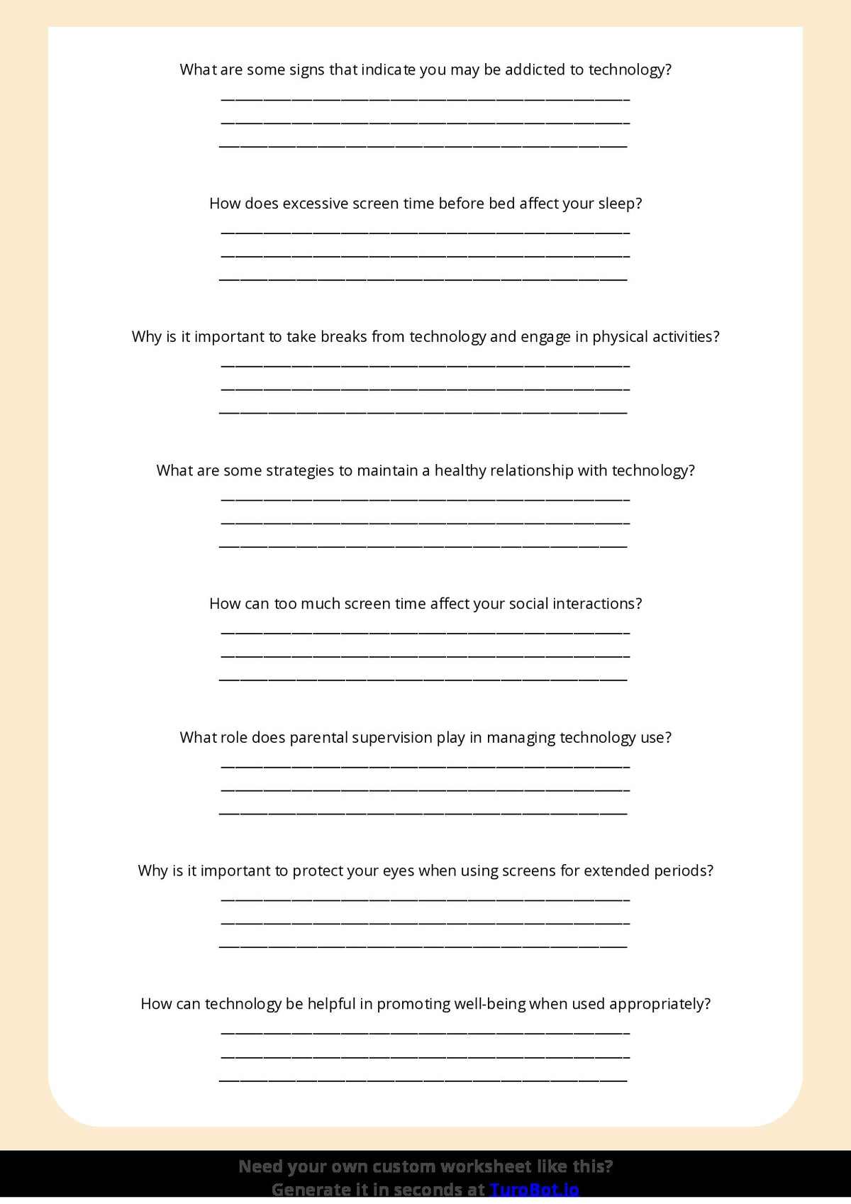 Free Worksheet - Year 5 Health & Wellbeing When Technology Becomes Unhealthy Multiple Choice
