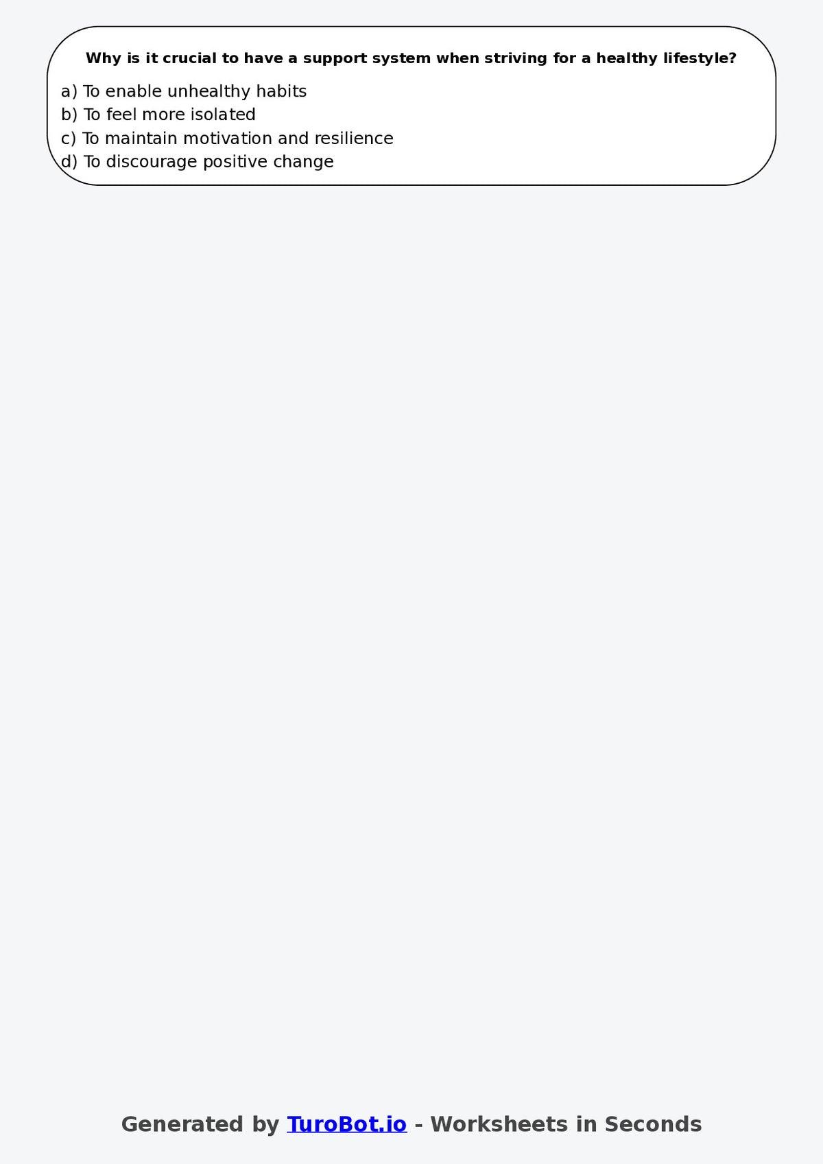 Year 7 Health & Wellbeing Multiple Choice Worksheet – Healthy Living Habits