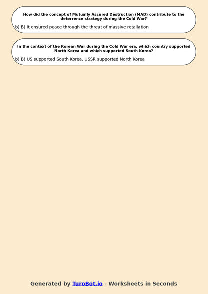 Year 10 History Multiple Choice Worksheet – Cold War Introduction
