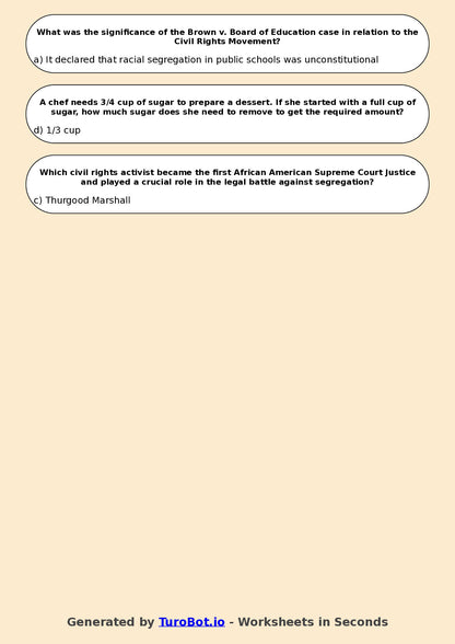 Year 11 History Multiple Choice Worksheet – Civil Rights Movements