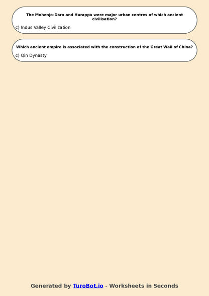 Year 7 Humanities Multiple Choice Worksheet – Early Civilisations Overview