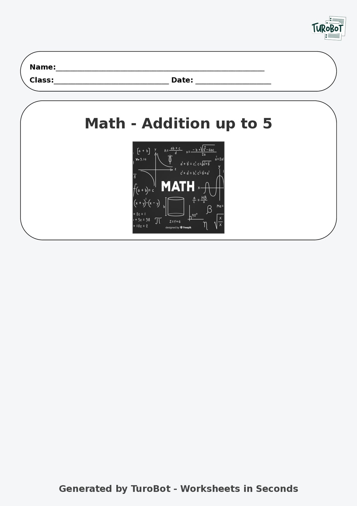 Math - Addition up to 5 - Foundational