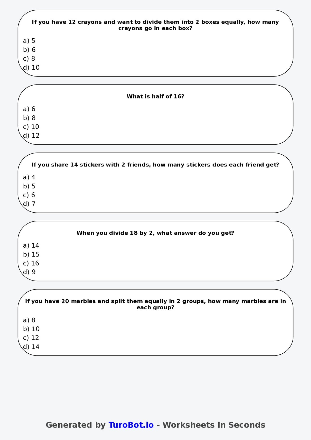 Math - Division - Year 3 - Divide by 2