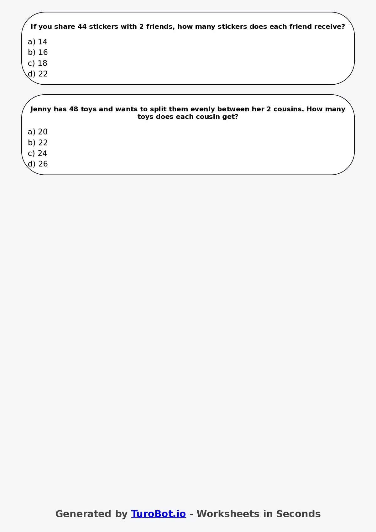Math - Division - Year 3 - Divide by 2