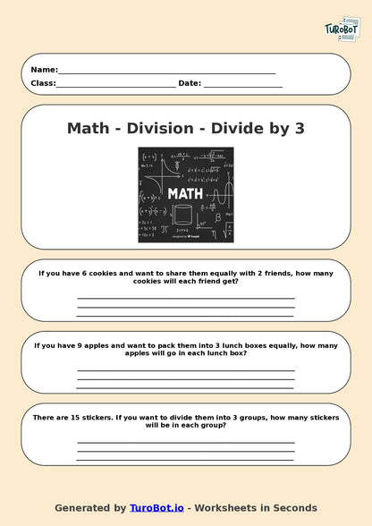 Math - Division - Year 3 - Divide by 3