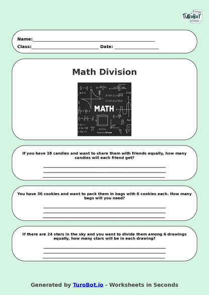 Math - Division - Year 3 - Divide by 6