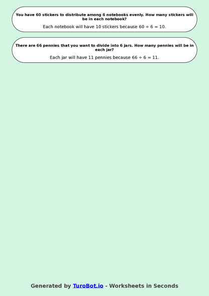 Math - Division - Year 3 - Divide by 6