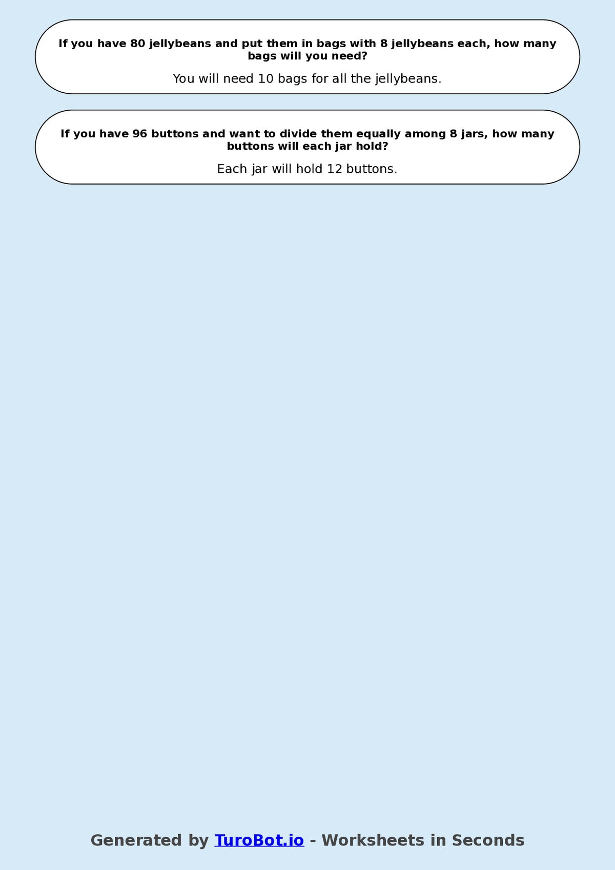 Math - Division - Year 3 - Divide by 8