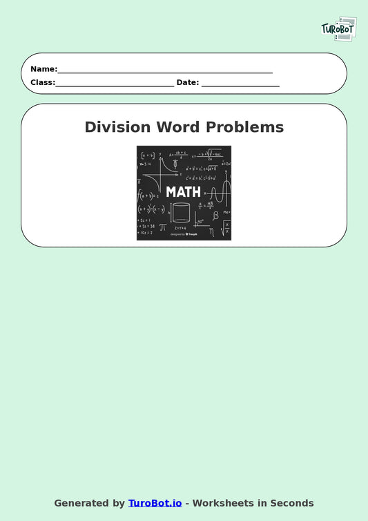 Math - Division - Year 3 - Word Problems Remainders