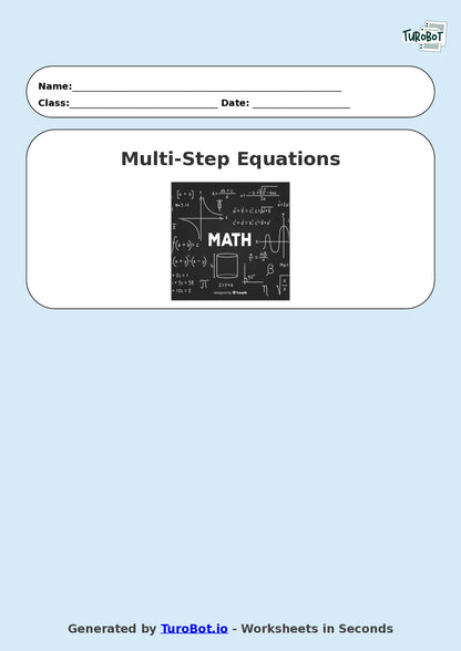 Math - Easy Multi-Step Equations Exercise 3 - Year 7 - Exercise 3