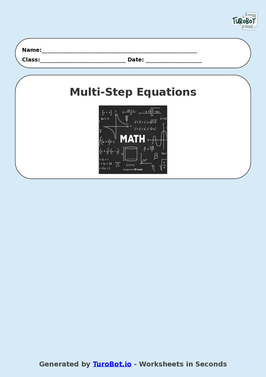 Math - Easy Multi-Step Equations Exercise 3 - Year 7 - Exercise 3