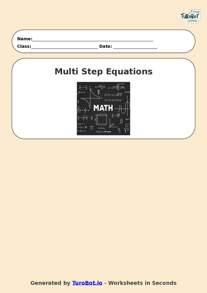 Math - Multi Step Equations Exercise 7 - Year 7 - Exercise 7