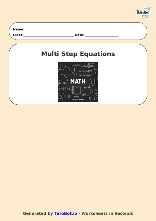 Math - Multi Step Equations Exercise 7 - Year 7 - Exercise 7