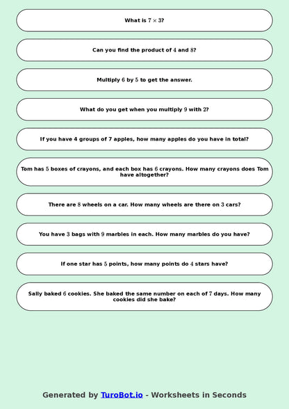 Math - Multiplication - Year 3 - Challenge Mixed Multiplication Facts