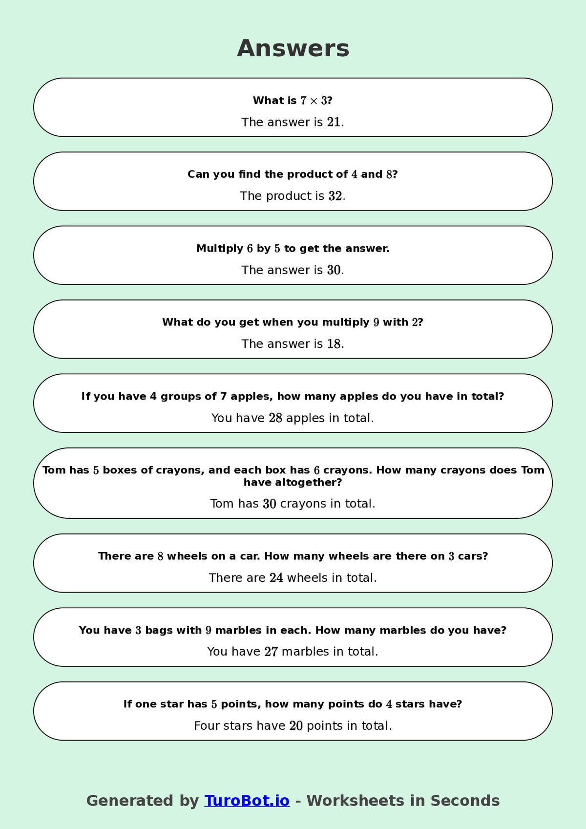 Math - Multiplication - Year 3 - Challenge Mixed Multiplication Facts