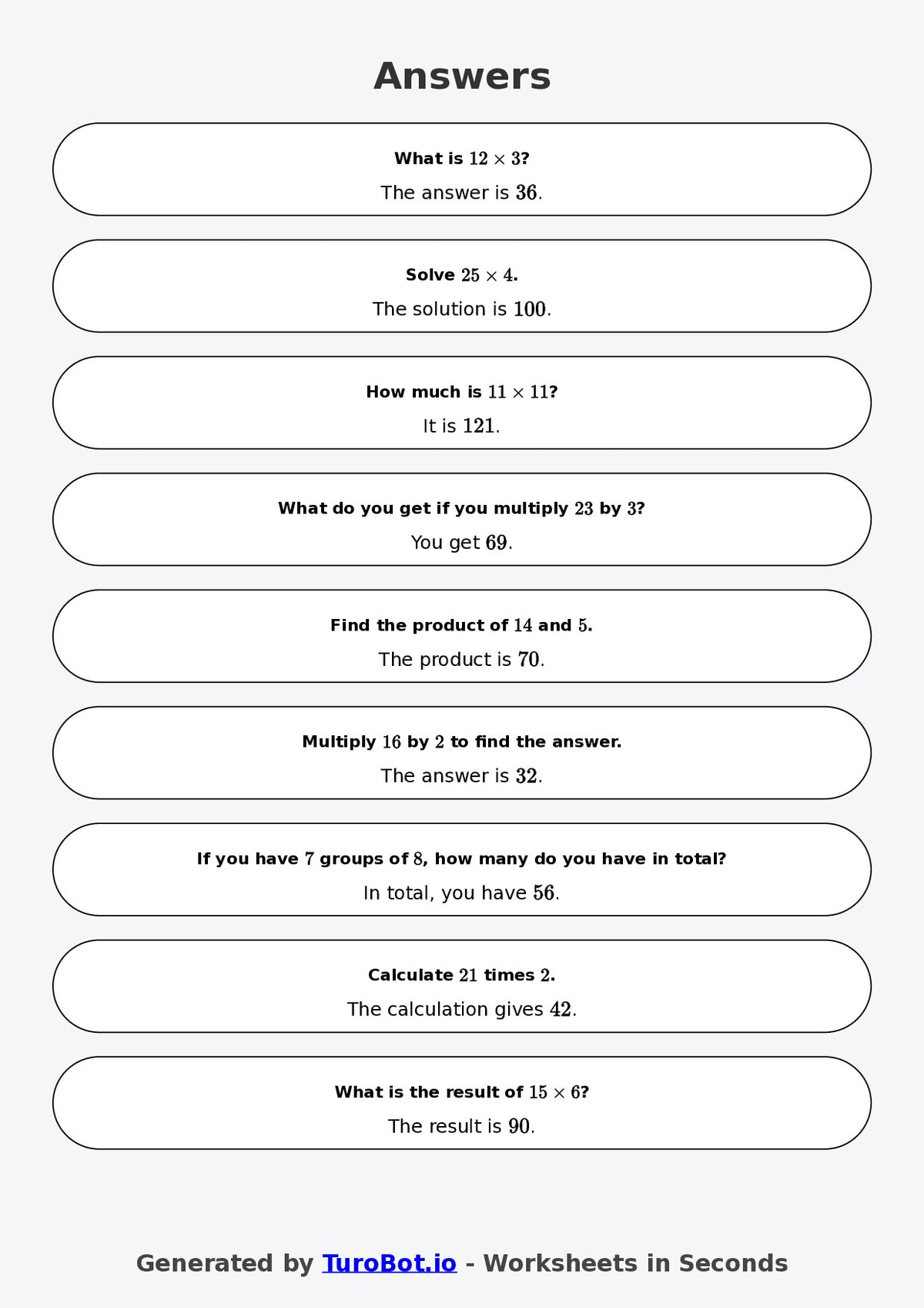 Math - Multiplication - Year 3 - Challenge Multi Digit Multiplication