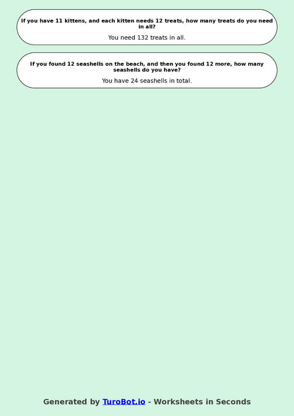 Math - Multiplication - Year 3 - Multiply by 12