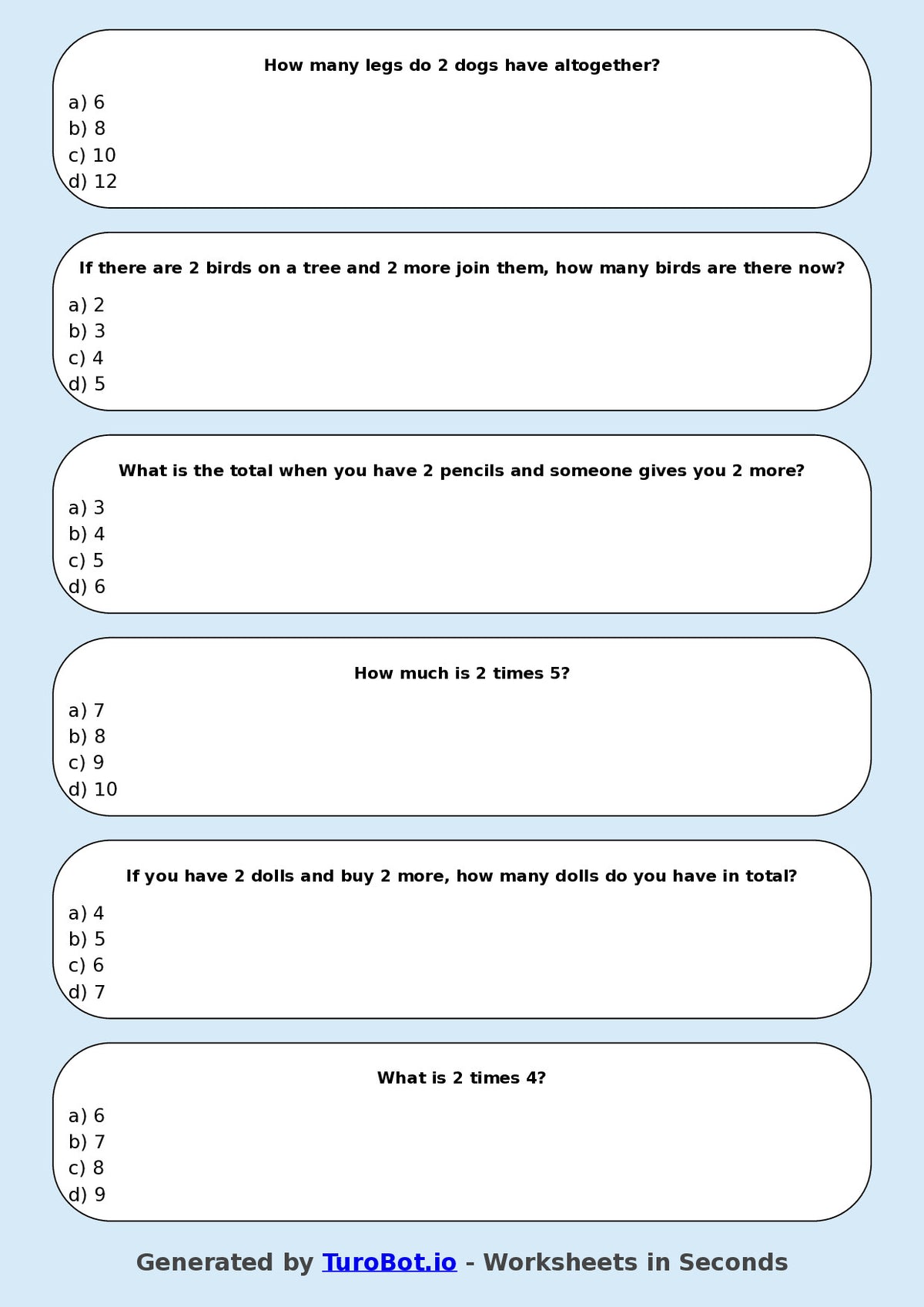 Math - Multiplication - Year 3 - Multiply by 2
