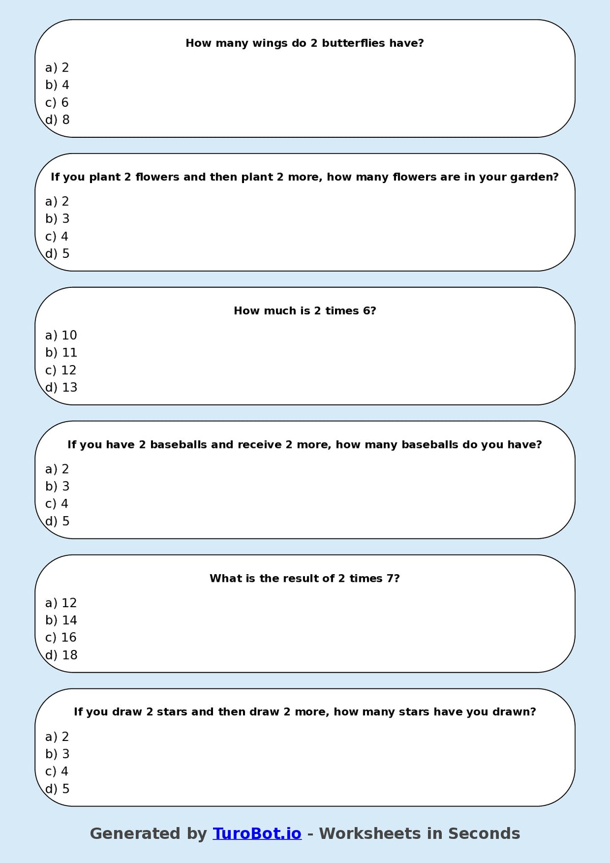 Math - Multiplication - Year 3 - Multiply by 2