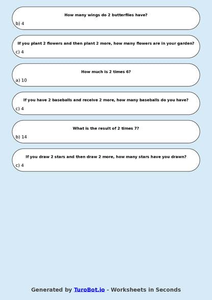 Math - Multiplication - Year 3 - Multiply by 2