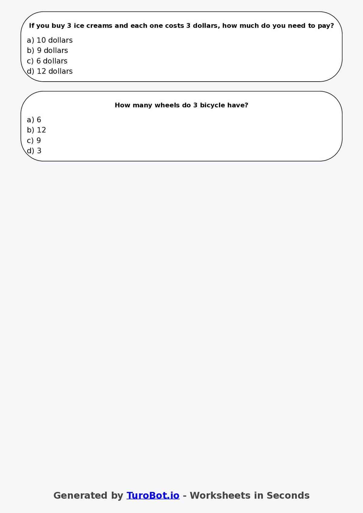 Math - Multiplication - Year 3 - Multiply by 3