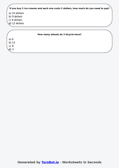 Math - Multiplication - Year 3 - Multiply by 3