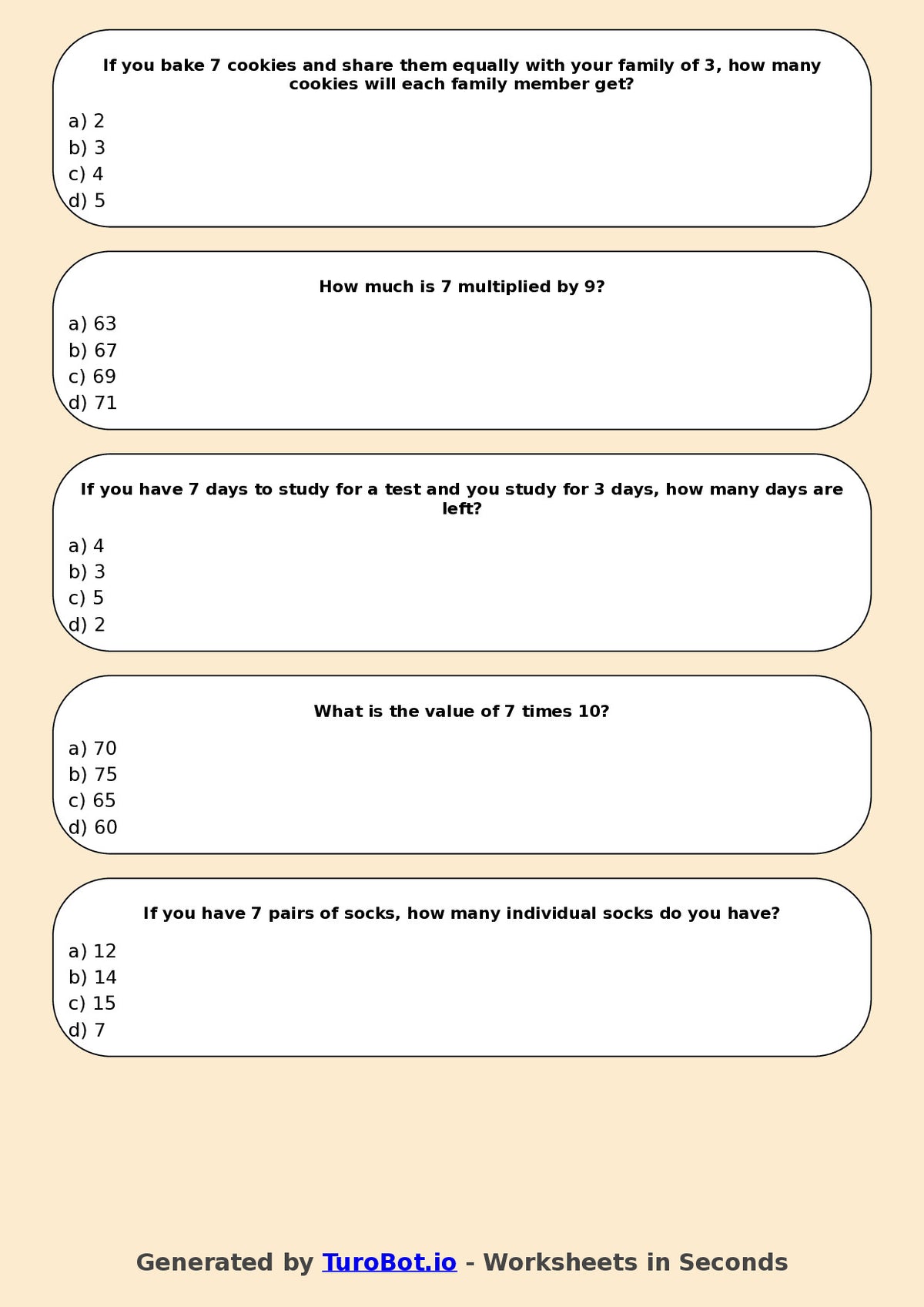Math - Multiplication - Year 3 - Multiply by 7