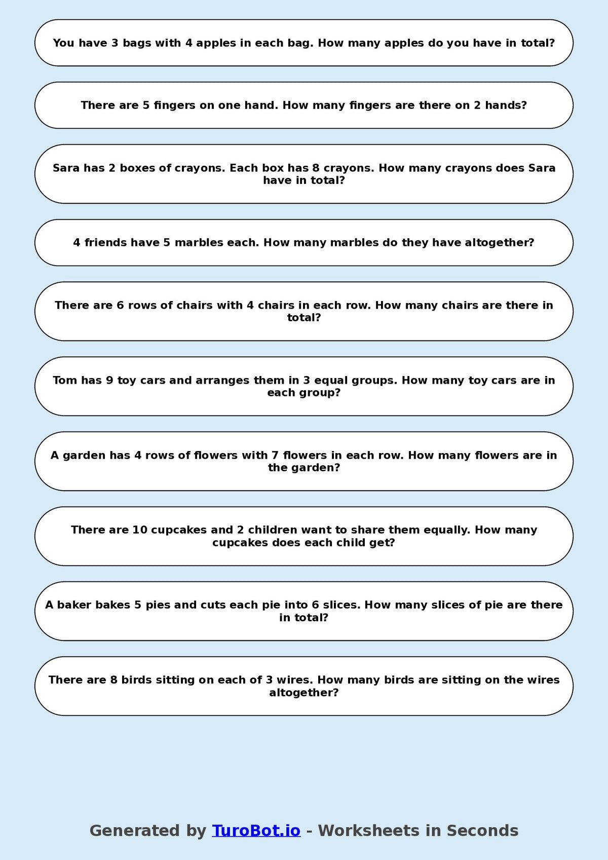 Math - Multiplication - Year 3 - Word Problems Arrays and Groups