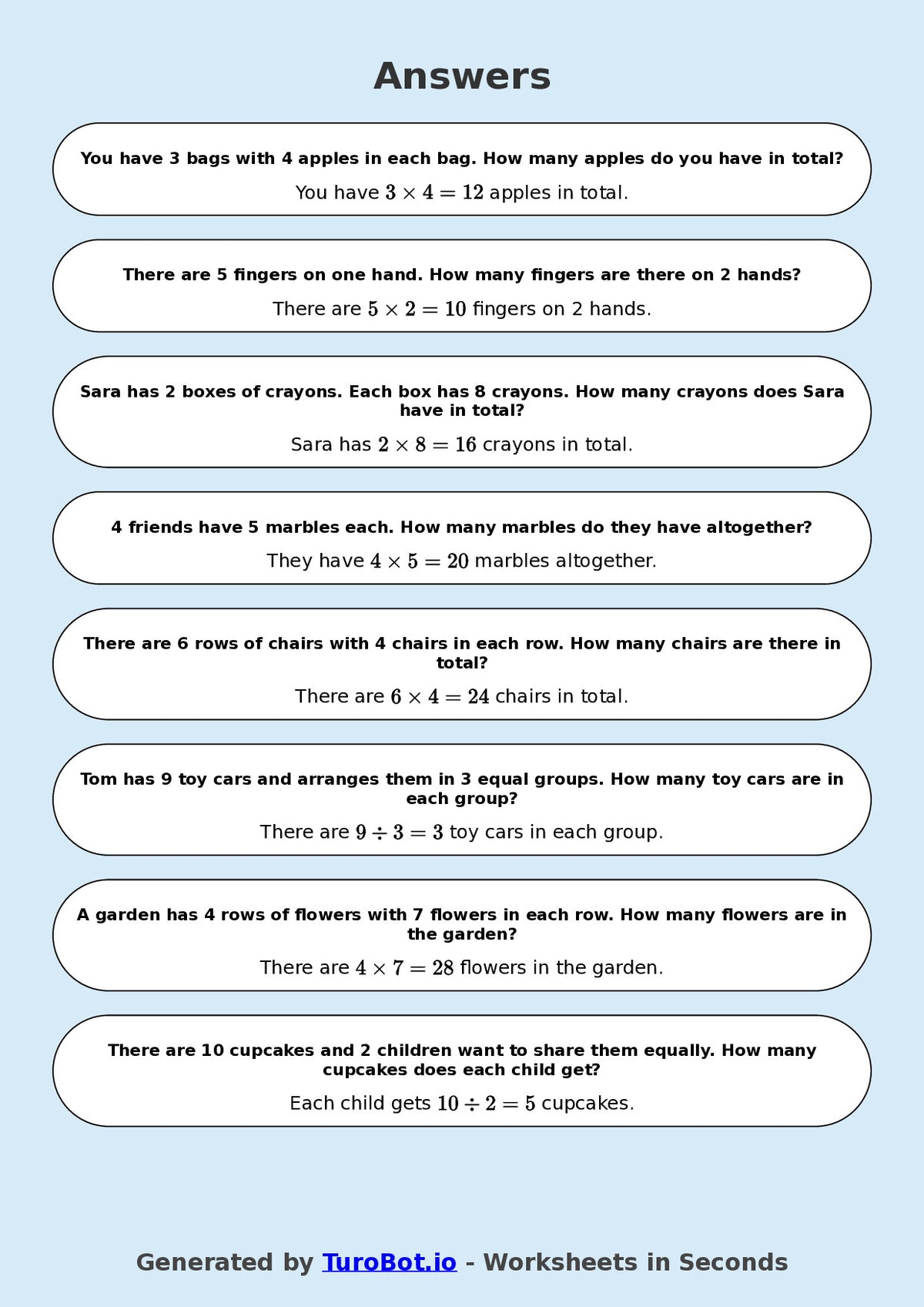 Math - Multiplication - Year 3 - Word Problems Arrays and Groups