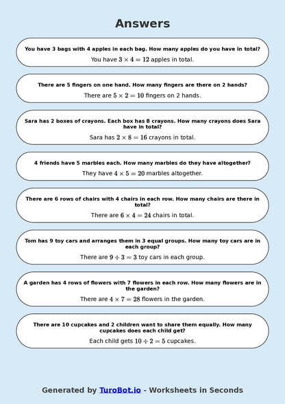 Math - Multiplication - Year 3 - Word Problems Arrays and Groups