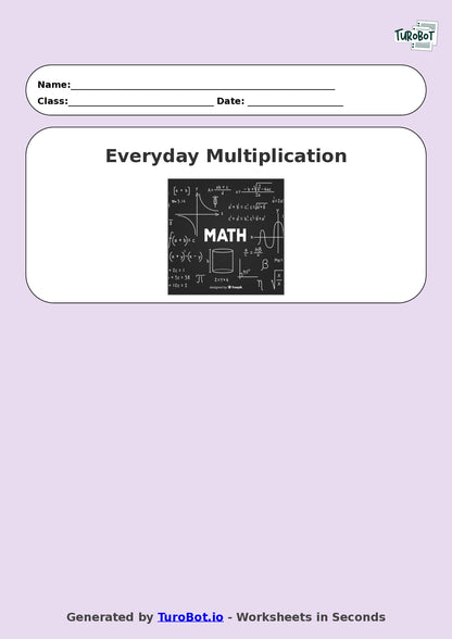 Math - Multiplication - Year 3 - Word Problems Everyday Multiplication