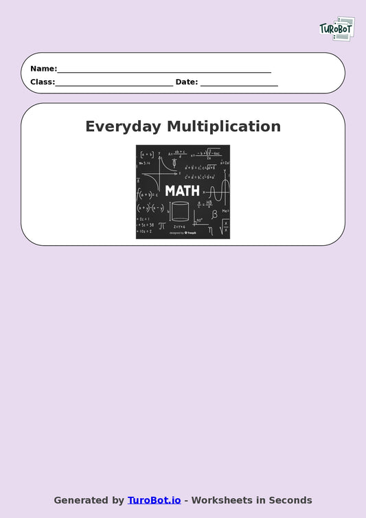 Math - Multiplication - Year 3 - Word Problems Everyday Multiplication