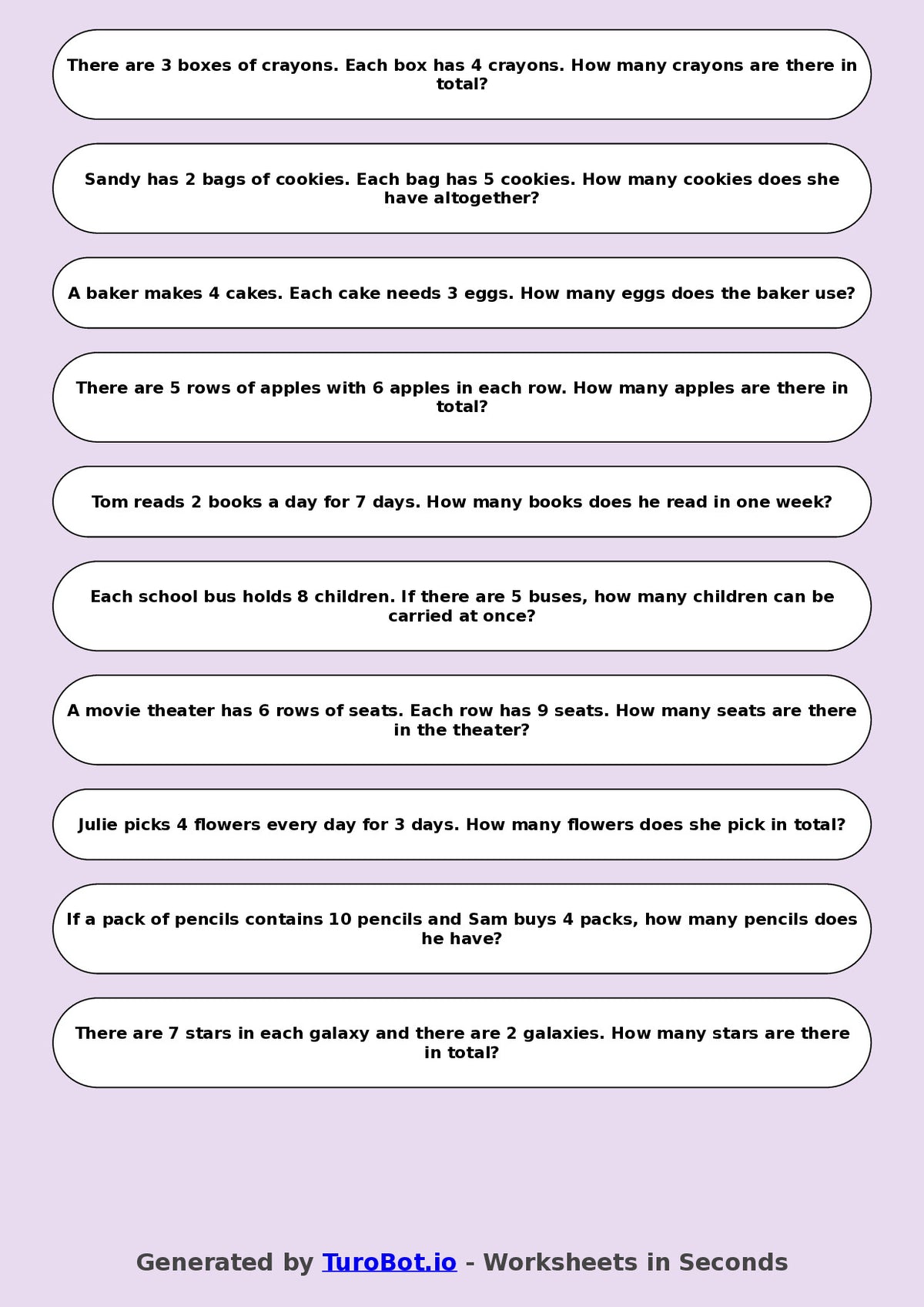 Math - Multiplication - Year 3 - Word Problems Multi Step Situations