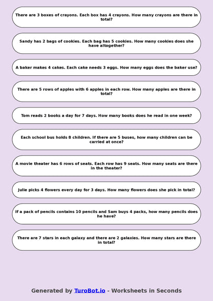 Math - Multiplication - Year 3 - Word Problems Multi Step Situations