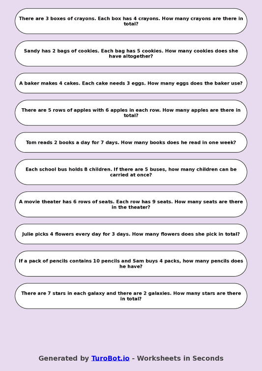 Math - Multiplication - Year 3 - Word Problems Multi Step Situations