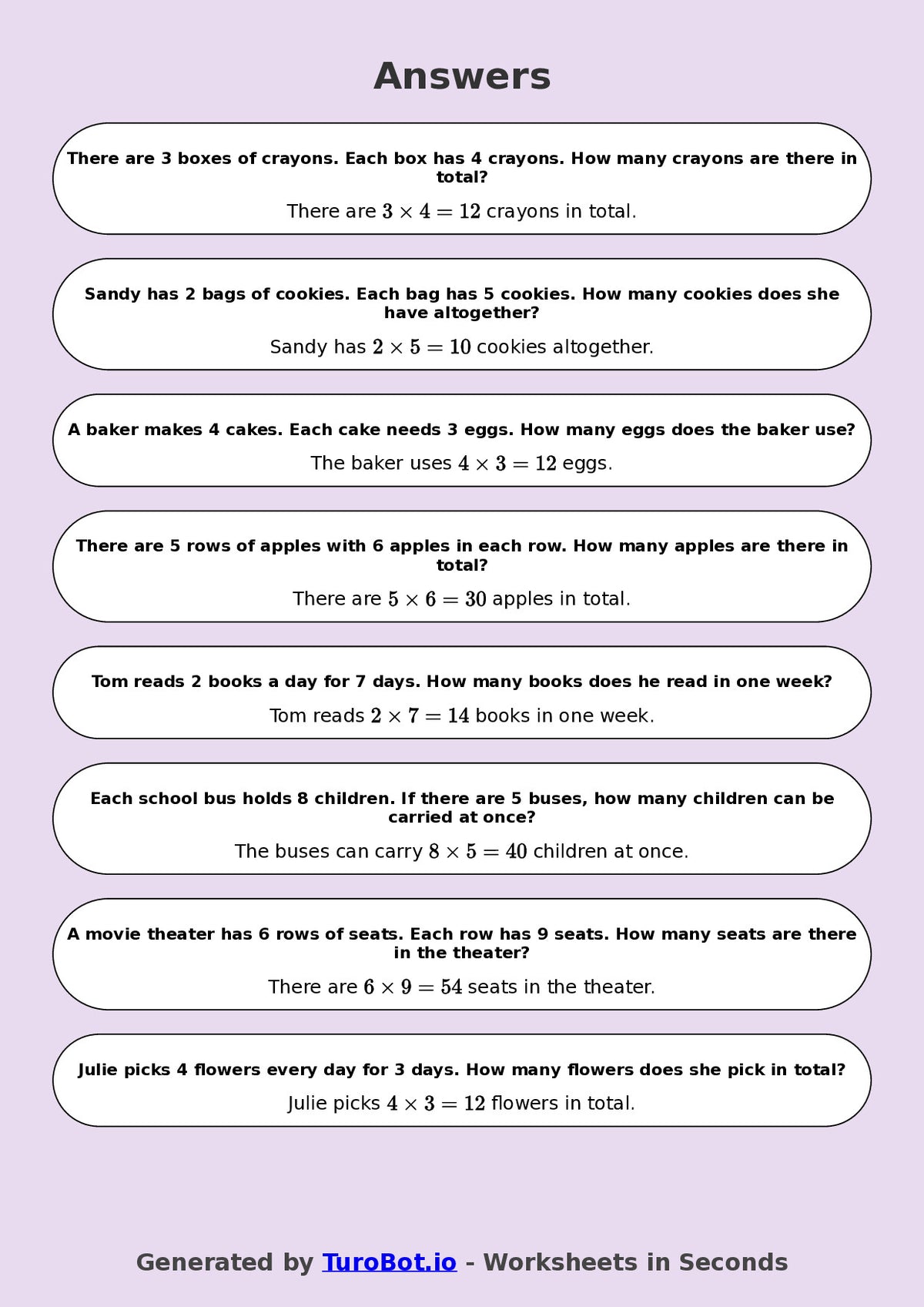 Math - Multiplication - Year 3 - Word Problems Multi Step Situations