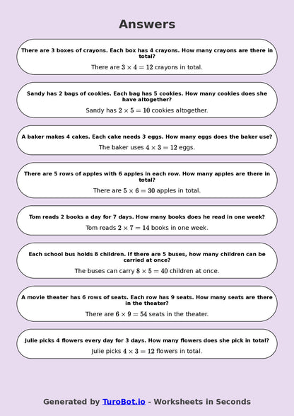 Math - Multiplication - Year 3 - Word Problems Multi Step Situations