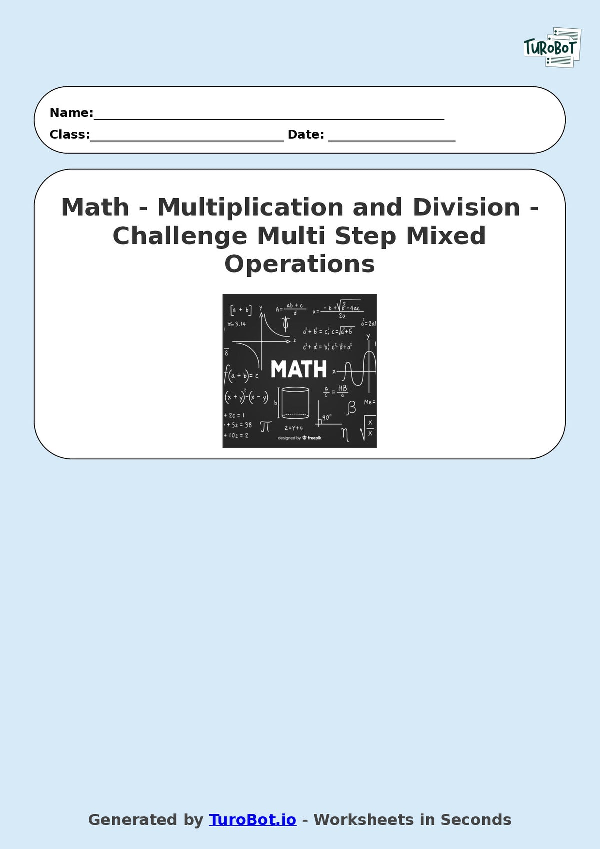 Math - Multiplication and Division - Year 3 - Challenge Multi Step Mixed Operations