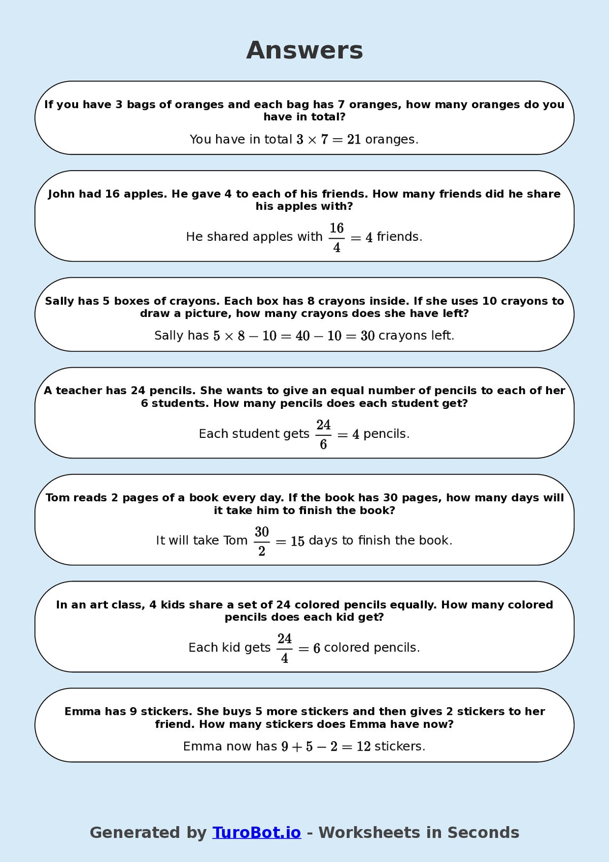 Math - Multiplication and Division - Year 3 - Challenge Multi Step Mixed Operations